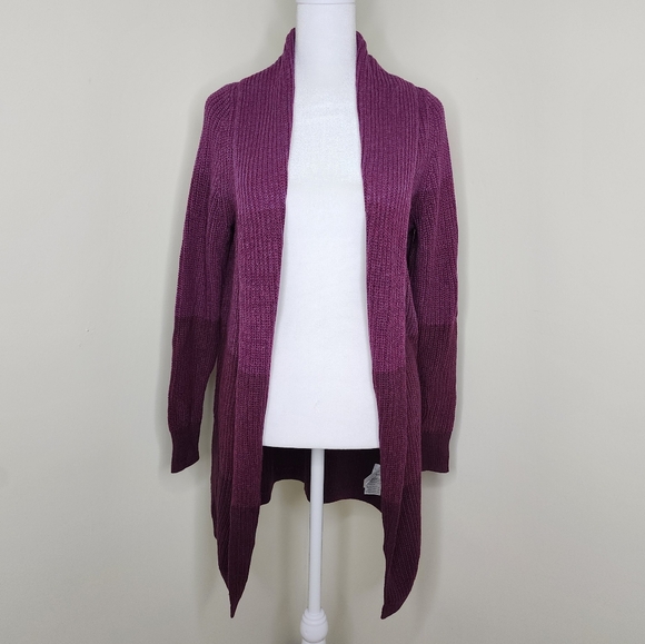 Womens Gap Purple Colorblock Open Front Cardigan Sweater Small Cabincore Fall - Picture 1 of 13